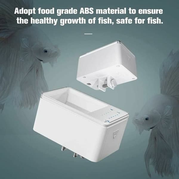 (Hvid) Automatisk fiskefoderdispenser, smart digital fiskefoderdispenser med