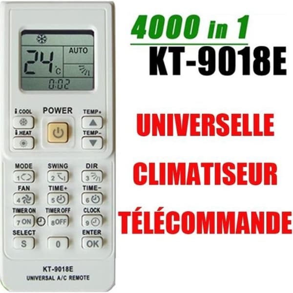 4000 KODE I 1 UNIVERSAL FJERNKONTROLL FOR KLIMAKONDITIONERING KT-9018E