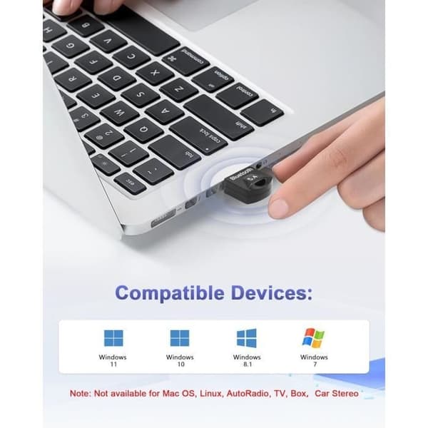 USB Bluetooth -sovitin - Brandless - 5.4 - Matala latenssi - 20 m kantama - Plug and Play