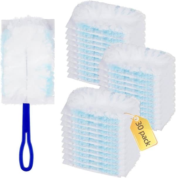 30 Swiffer magnetiska dammdukar med 1 handtag
