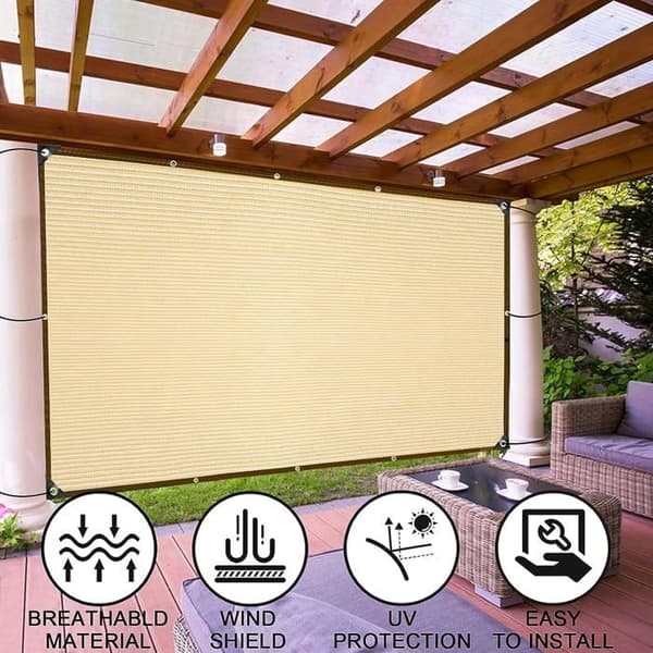 (beige) Skuggsegel - AIMOONSA - 2m x 4m - Beige - Högdensitetspolyeten - UV-resistent