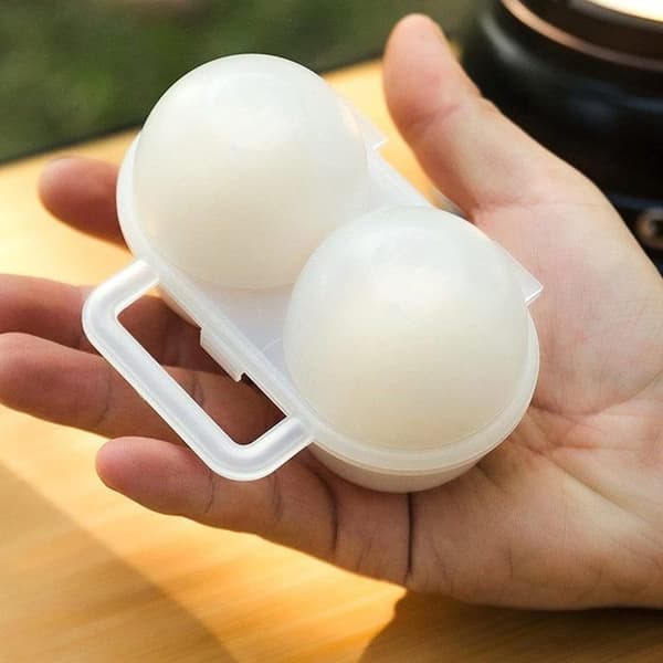 Eggkopp kjøleskap 2 rom eggoppbevaringsboks hvit utendørs camping plast eggboks