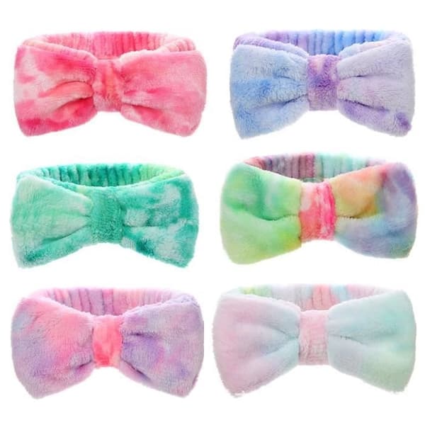 Kosmetikpandebånd til makeup og vask, elastiske tie-dye spa-pandebånd, absorberende