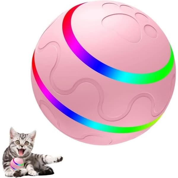 Smart interaktiv hundleksaksboll, automatisk rullande boll elektriska hundleksaker (rosa)