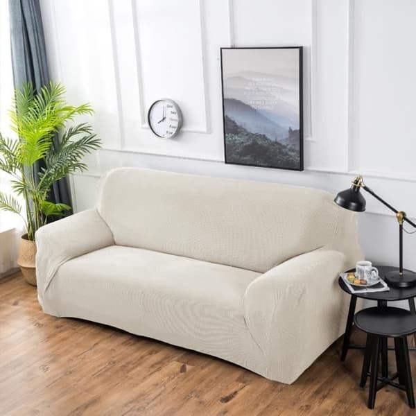 (Beige) Sofföverdrag - AZ KING - Töjbart - Beige - 3-sits - Tvättbart