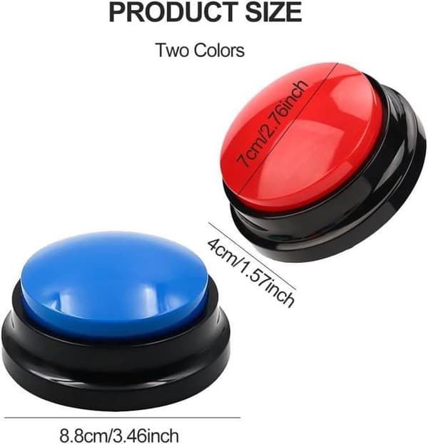 Optagelig buzzer, hundesummer, lyd- og lyssummer, hundeknap, optagerknap, lydsummer, knap