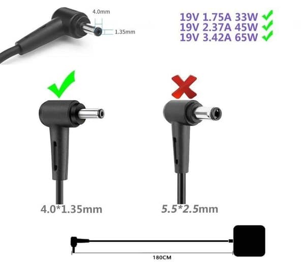 Strømforsyningslader til ASUS Vivobook Eeebook E406MA E406S E406SA E410M E410MA E502M E502MA E502N E410