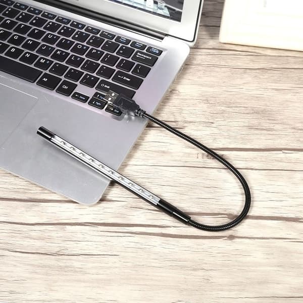 Mini 5V Fleksibel USB LED Læselampe til Bærbar PC, Tastatur, Sort