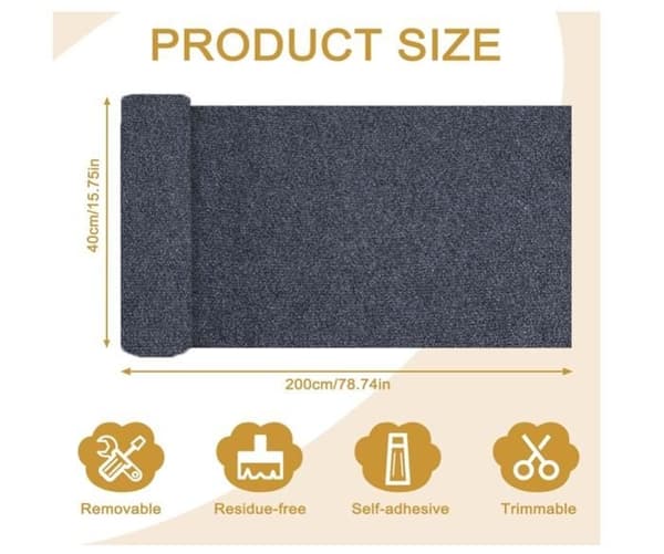 200x40 cm selvklebende kloremette til katter, klorebrett til sofa, klorebeskyttelse til katter, selvklebende kloremette