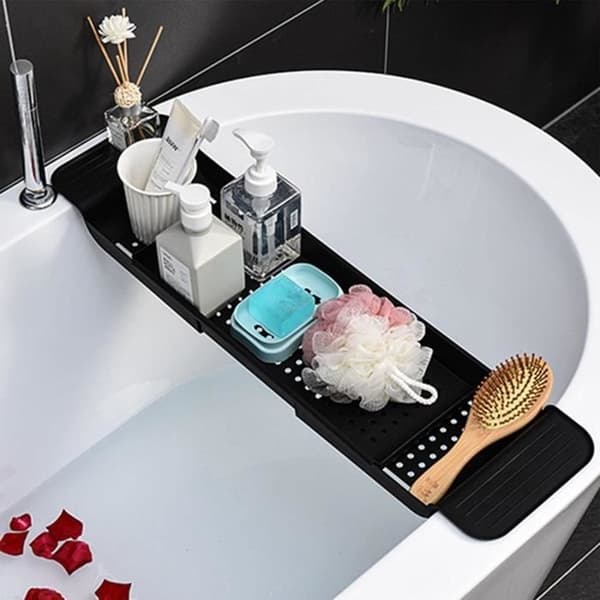 Badekarbro for justerbart badekar, uttrekkbart badekarbrett i plastbadekar, uttrekkbart badekarbrett
