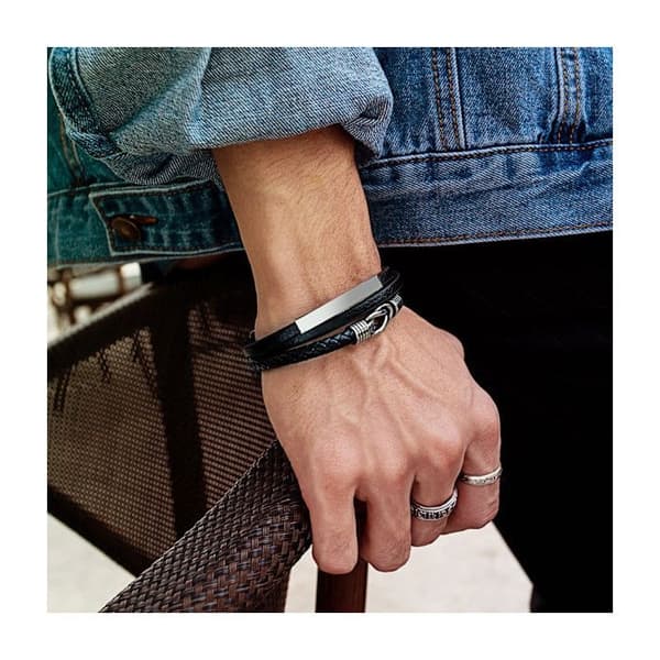 Flätat läderarmband för män