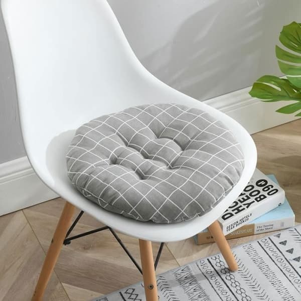 Sett med 4 stolputer, 45x45 cm runde tatami pustende stolputer, stolunderlag