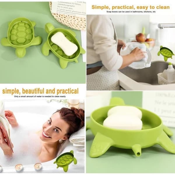 (Grøn) Sæbeskål - Uspecificeret - Skildpadde - Effektiv dræning - Elegant design -
