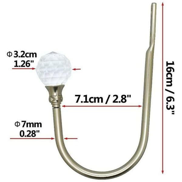 Metallkrokar för gardinfästen, väggkrokar, U-formade, 2-pack (silver)