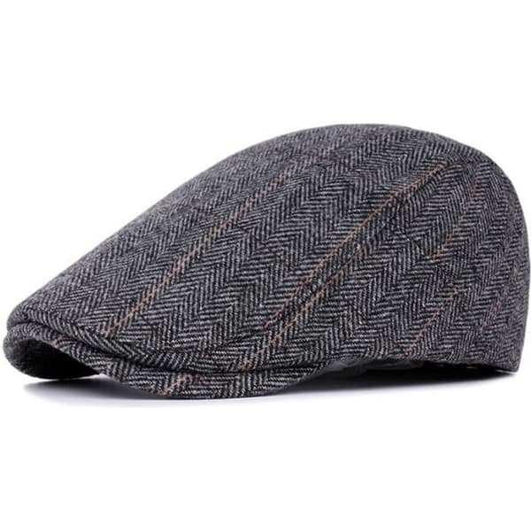 (Grå) Dame Herre Ull Avisboy Flat Beret Cap Vinter Avisboy Hatt