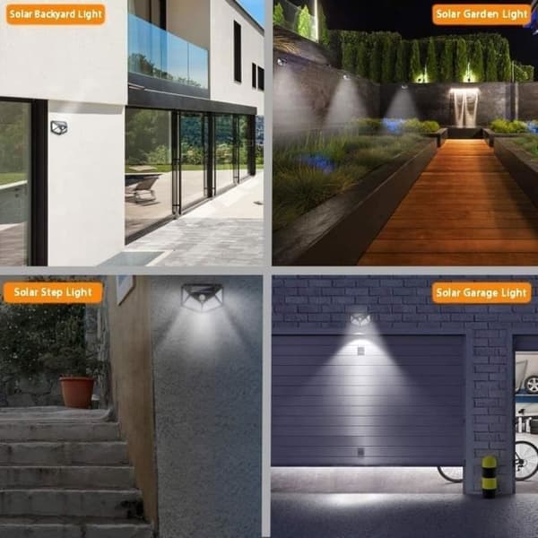 Solcellelampe, 2-pakning utendørs solcellelampe 100 LED bevegelsessensorbelysning vegglampe