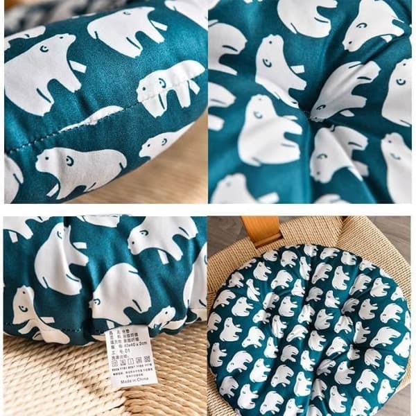 Sett med 4 stolputer, 45x45 cm runde tatami pustende stolputer, stolunderlag