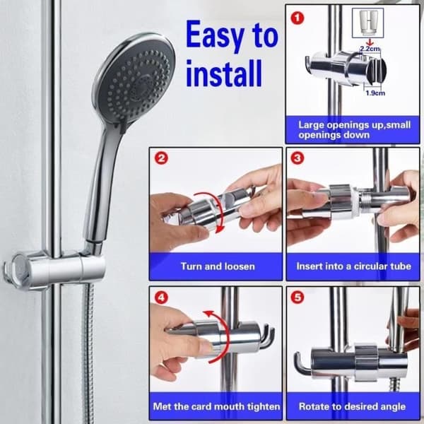 Dusjhodeholder uten boring + krok baderom dusjhodeholder montering dusjbrakett erstatning
