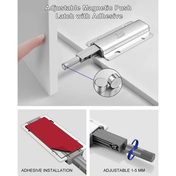 Magnetisk skåpdörrstryckknapp – 5-pack (mjukstängningssystem – slitstark aluminium)