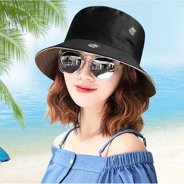 (sort/hvid) Bob Hat - Trendy - Vendbar - UV-bestandig - Foldbar -