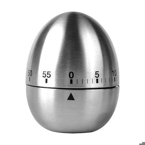 Mekanisk roterende eggtimer i rustfritt stål med alarm, 60-minutters koketimer