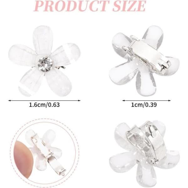 (Vita) Mini hårspännen - Ej specificerad - 20 st - Blomma - Strass - Bröllopsaccessoar