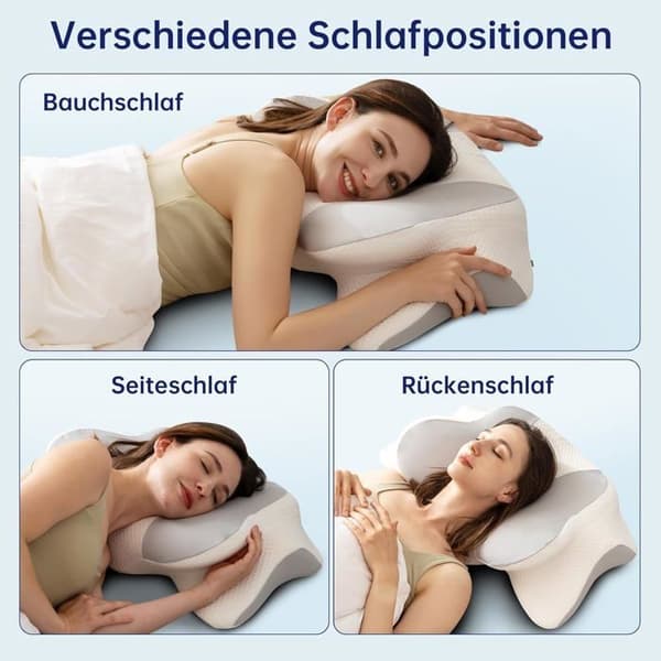 (Färg: Grå) Ergonomisk kudde - Uniency - Memory Foam - Justerbar höjd - Anti-snarkning