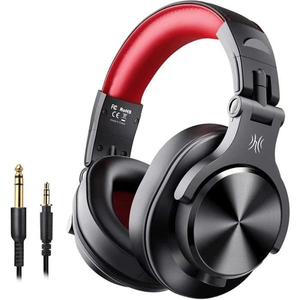 Bluetooth-headset - ONEODIO - A70 - Röd - 50 timmars batteritid - CVC 8.0 brusreducerande