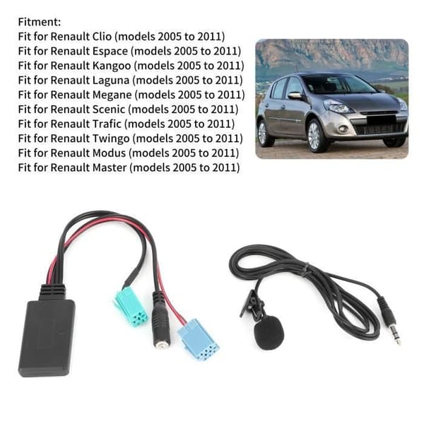 AUX Bluetooth-adapter til Renault Clio 2005-2011 - Sonew - 6-benet - mikrofon