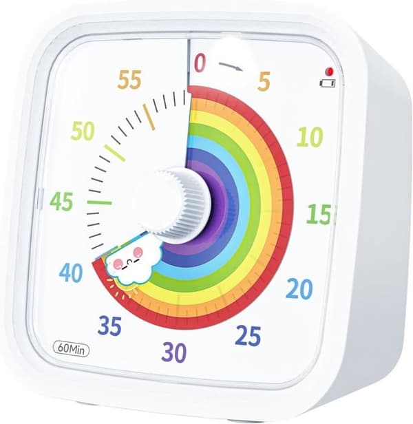 Timer Skrivejob Tidsstyring Visualisering Kronograf Timer Børn 60 Minutters Nedtælling Hvid