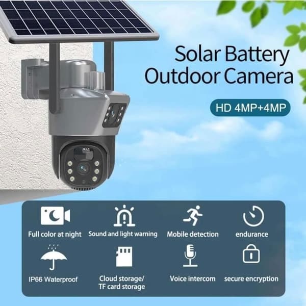 (Sort) Overvågningskamera - ANTCOOL - 4MP HD - Farve nattesyn - Solpanel - 32G hukommelse
