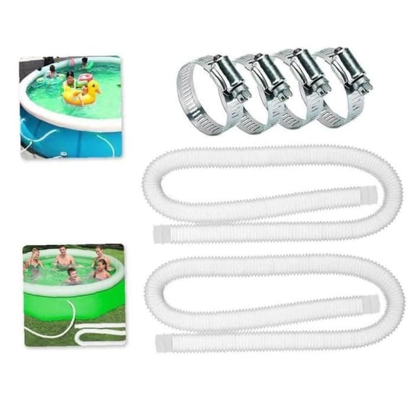 (Vit) Intex Poolslang - 32 mm - 1,5 m - 4 klämmor - Läckagesäker