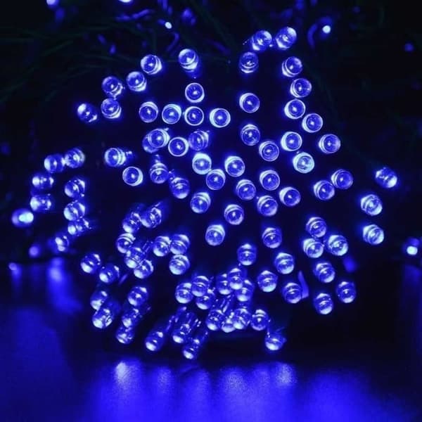 BLÅ LED-lyslenker 22M 200 LED-lys 8 moduser solenergi for utendørs dekorasjon jul bryllupsfest