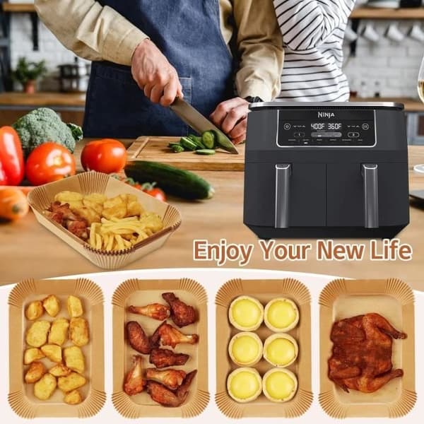 Bagepapir til airfryer, 100 stk. 22x14x4,5 cm bagepapirbeklædning