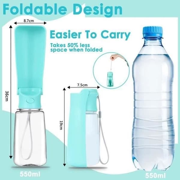 FODERDISPENSER Hundevandflaske - Multifunktionel kæledyrsvandflaske til hunde og katte - 550ML -