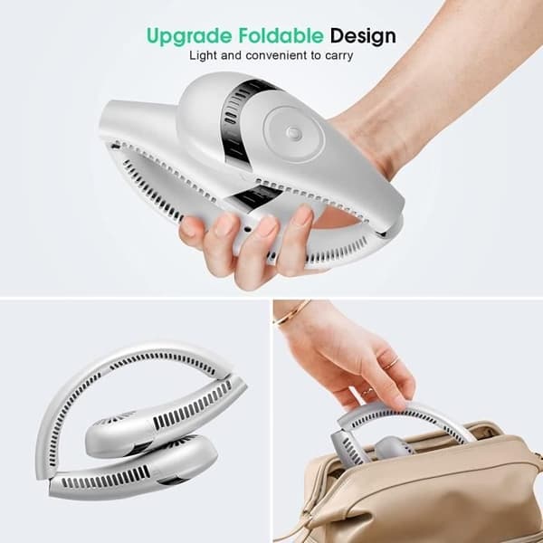 Bærbar ventilator - 3 hastigheder - 5000 mAh - USB genopladelig - Stille