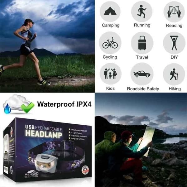 LED-hodelykt - CREE - USB-oppladbar - 5 moduser - 6000K - Energiklasse A+