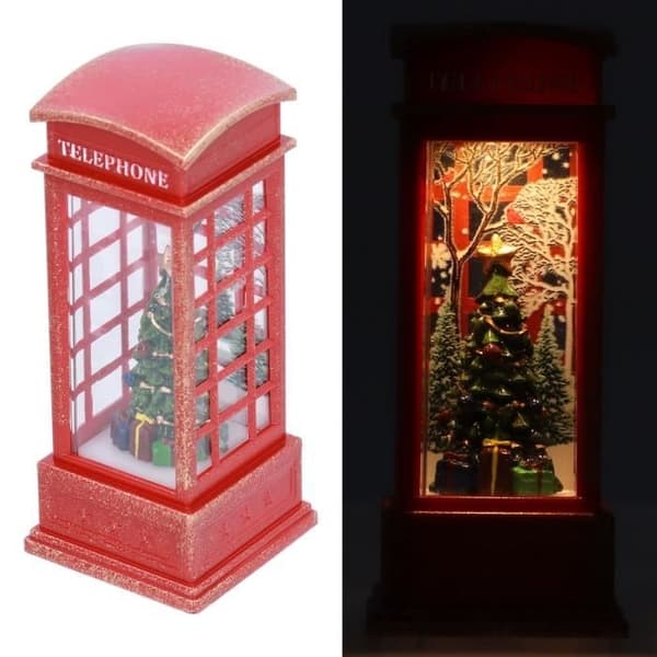 Julepynt - HURRISE - Telefonboks - Lysende - PVC - Blandet