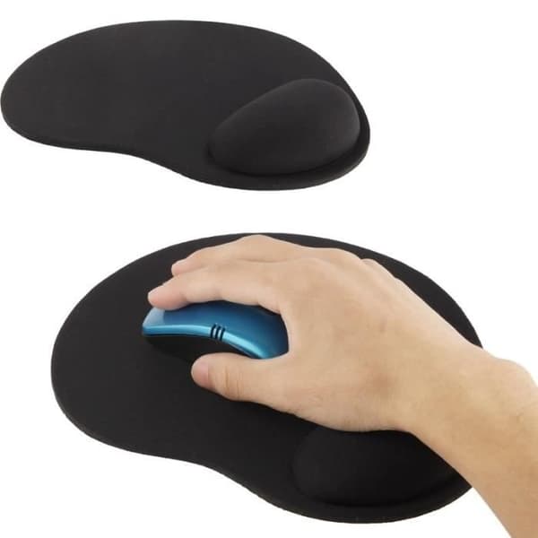 Ergonomisk musematte i stoff med håndleddsstøtte (svart)