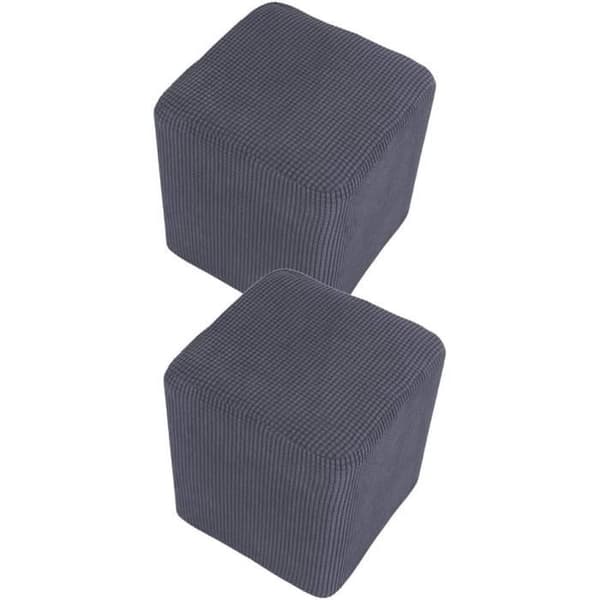 st sammetssittpuff, rektangulär stretchsittpuff, elastisk låg sittpuff, för vardagsrum, endast överdrag, pall ingår ej (grå)