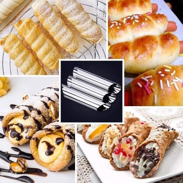(Sølv) Bakeform - Cannoli-rør i rustfritt stål - Sett med 12 - 2,5 cm x 12,5 cm