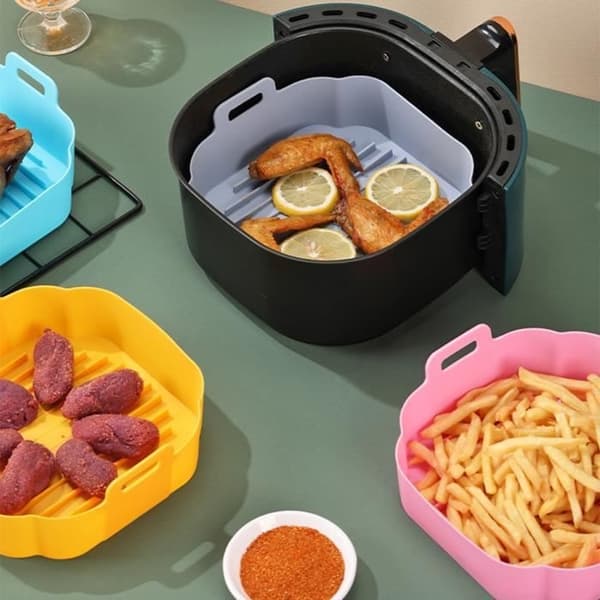 Silikonkurv til airfryer - 2 stk - svart