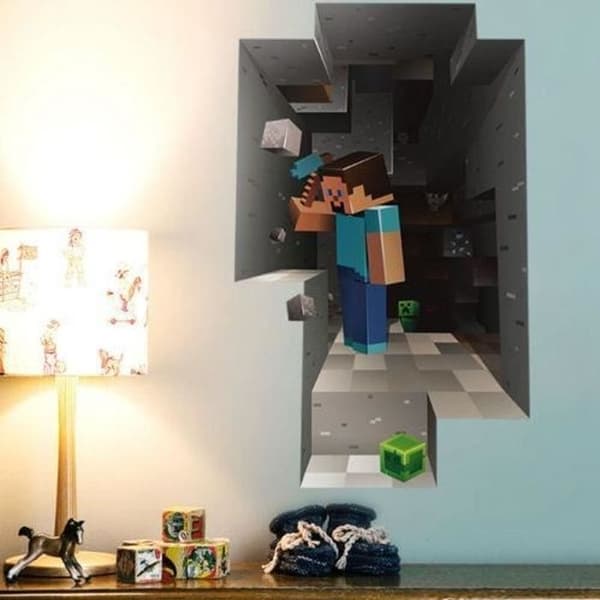 (Monivärinen)Seinätarra - Minecraft - 3D-tarra - PVC - Monivärinen - Harmaa