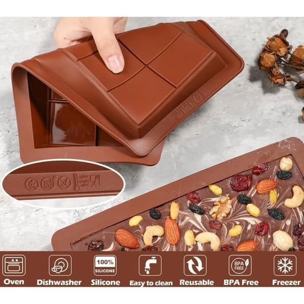 Silikone chokoladeform sæt med 2 dybe chokoladebarforme Silikoneforme chokoladebar.