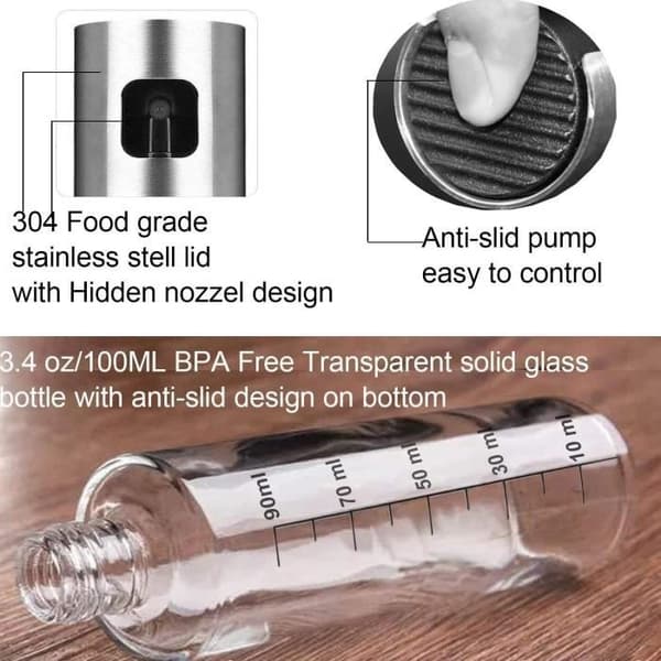 Oliesprøjte, 2 stk. 100 ml olivenoliesprøjte, eddikedispenser med børste og tragt til