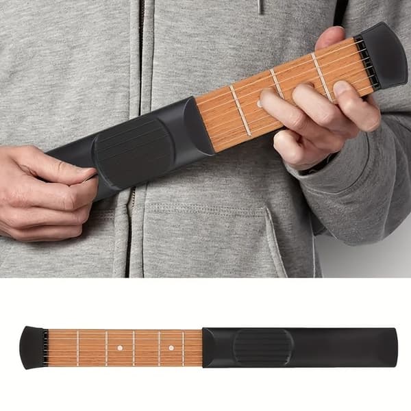 Mini bärbart träningsverktyg för 6-strängad gitarr, ackordtränare för gitarr och bas, metallmaterial -