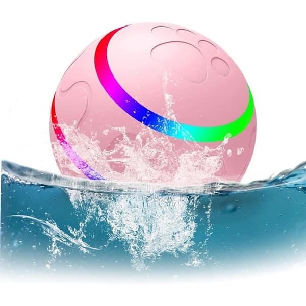 Smart interaktiv hundleksaksboll, automatisk rullande boll elektriska hundleksaker (rosa)