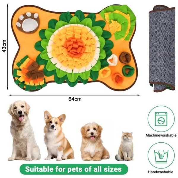 Hundesnusemåtte, foldbar hundesnusemåtte, snusemåtte til hunde med flere sværhedsgrader, 64x43cm