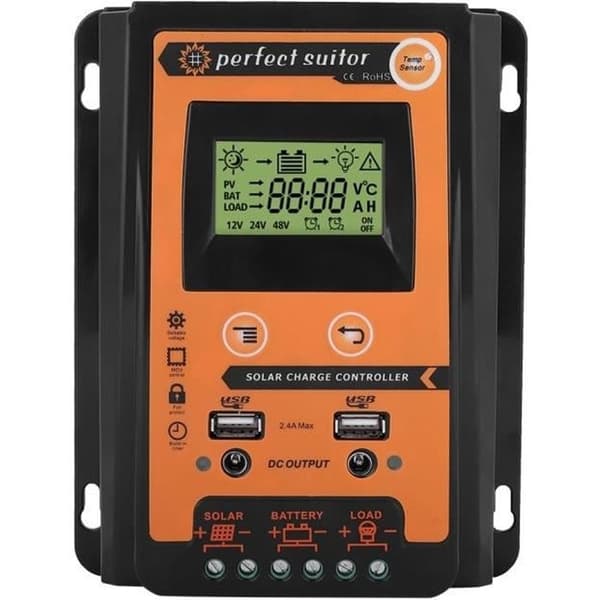 12V/24V 30A MPPT Solcelleladerkontroller Solcellepanel Batteriregulator Dobbel USB LCD-skjerm -TAM