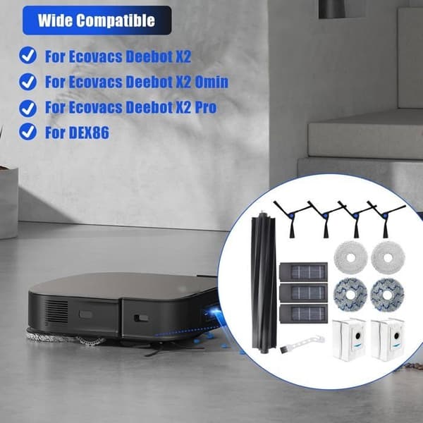 Tilbehørssæt til Ecovacs Deebot X2/X2 Omni/X2 Pro Dex86 robotstøvsuger reservedele, hovedbørste